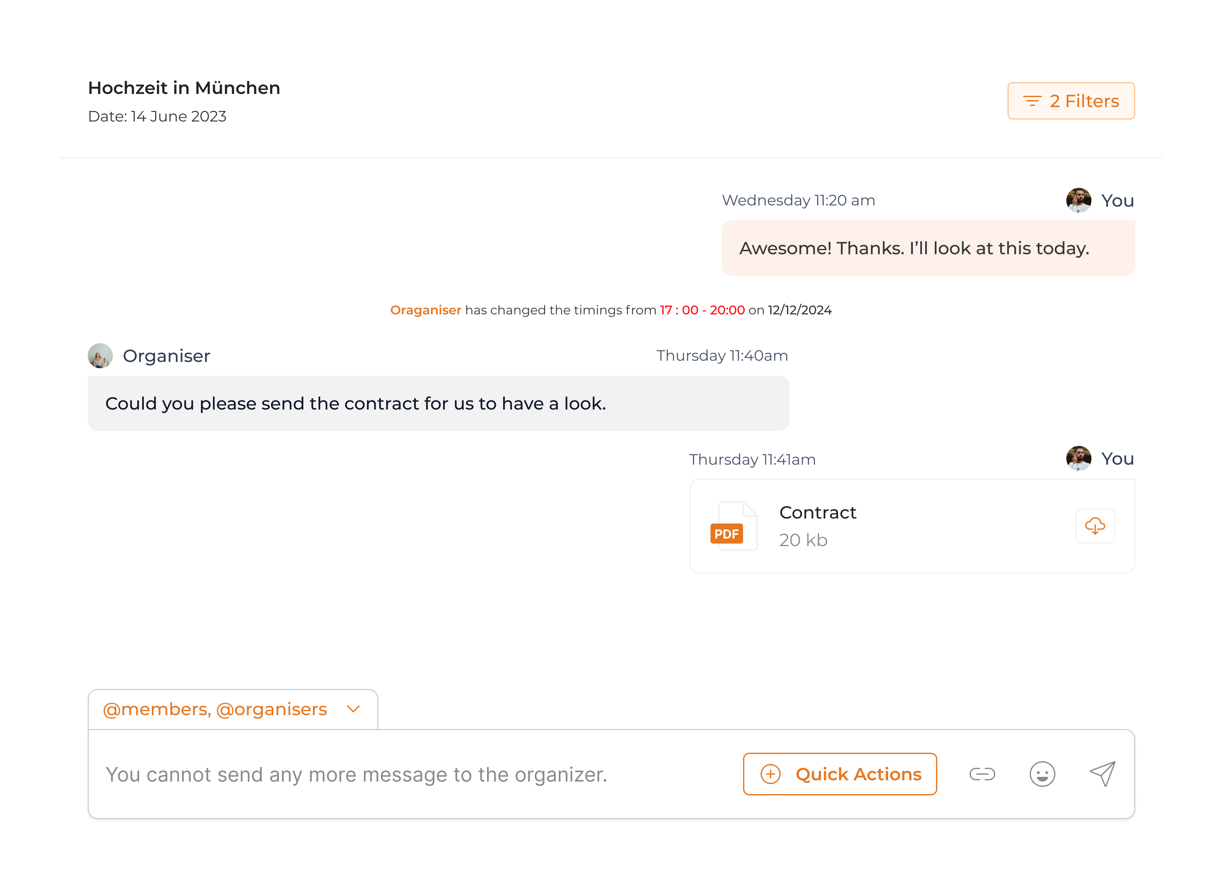 Gig-Anfragen und Teamkommunikation ganz einfach verwalten feature preview